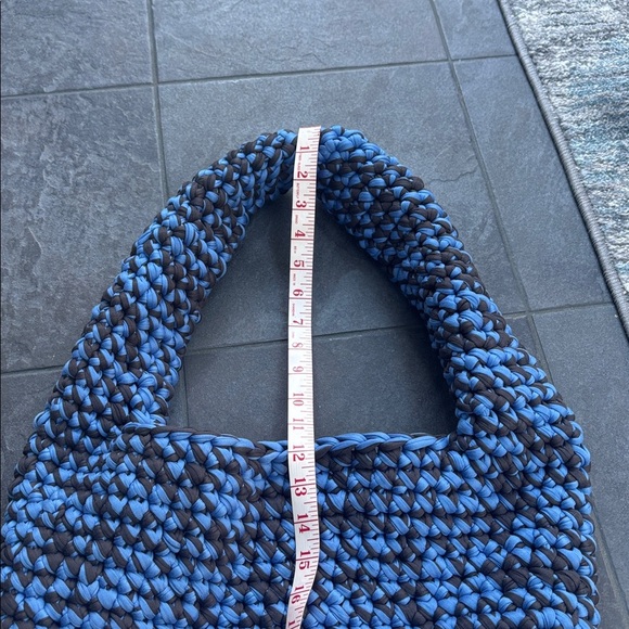 Blue and Dark Grey Handmade Crochet Women's Bag - Picture 8 of 9